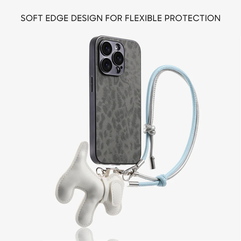 iPhone Lanyard Series | Genuine Leather Phone Case with Free Dachshund Pendant - Image 2