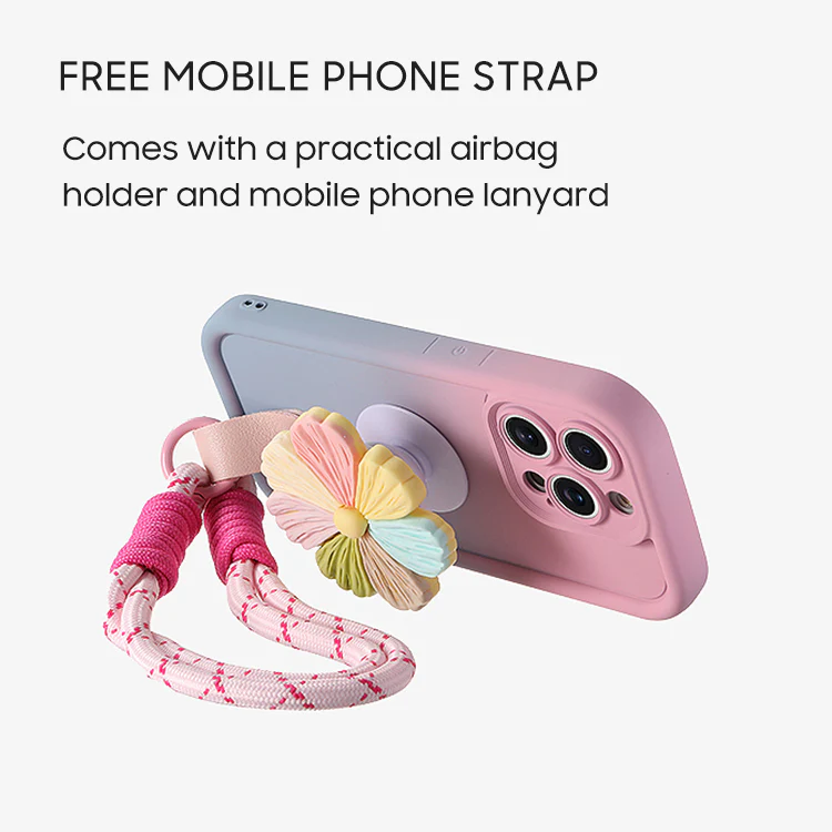 iPhone Lanyard Series | Gradient Design Liquid Silicone Phone Case with Phone Holder - Image 2
