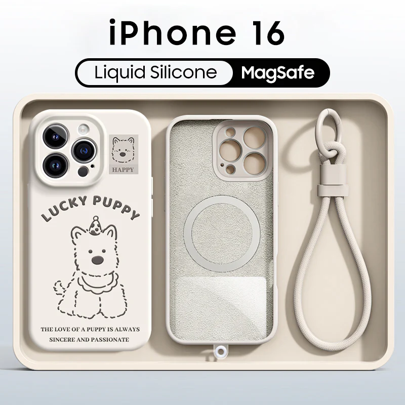 iPhone Lanyard Series | Lucky Puppy Liquid Silicone MagSafe Phone Case - Image 5
