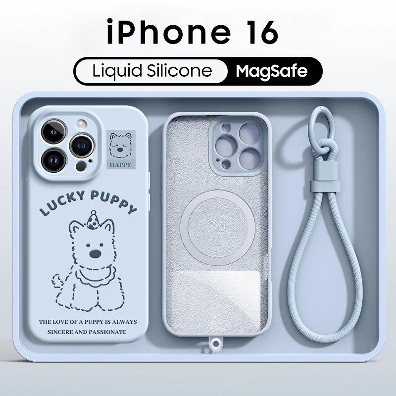 iPhone Lanyard Series | Lucky Puppy Liquid Silicone MagSafe Phone Case - Image 7