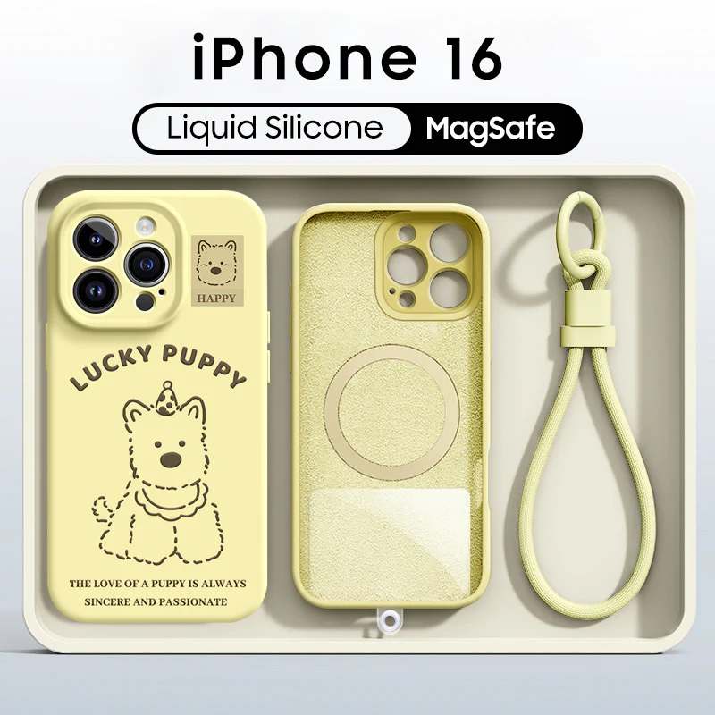 iPhone Lanyard Series | Lucky Puppy Liquid Silicone MagSafe Phone Case - Image 8