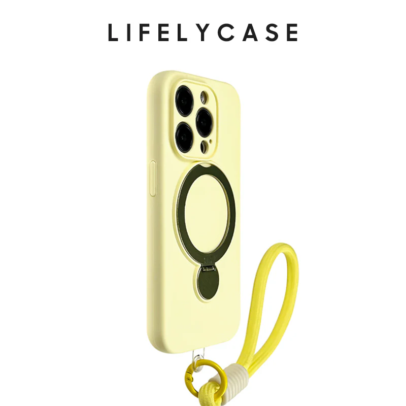 iPhone Lanyard Series | Macaron Color Liquid Silicone MagSafe Magnetic Bracket Phone Case - Image 6