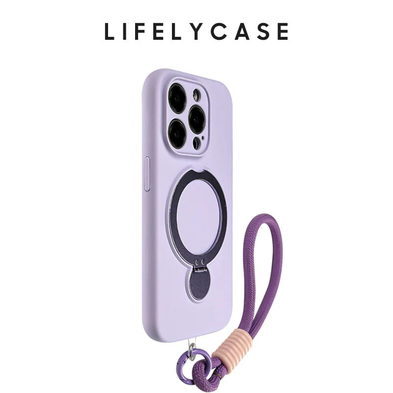 iPhone Lanyard Series | Macaron Color Liquid Silicone MagSafe Magnetic Bracket Phone Case - Image 7