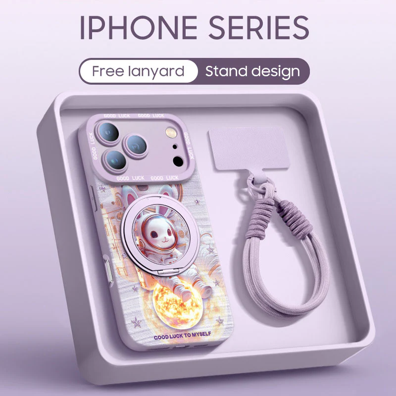iPhone Lanyard Series | Magnetic Rotating Bracket Cartoon Phone Case - Image 8