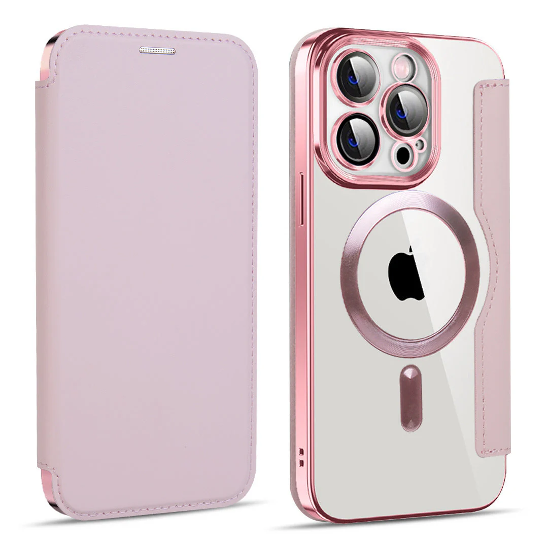iPhone MagSafe Series | Business Type Magnetic Charging Electroplated Flip Leather Case - Image 9