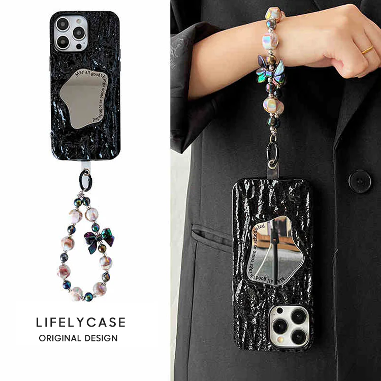 iPhone Lanyard Series | Makeup Mirror Embossed Texture Phone Case - Image 10