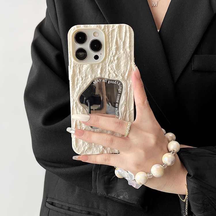iPhone Lanyard Series | Makeup Mirror Embossed Texture Phone Case - Image 3