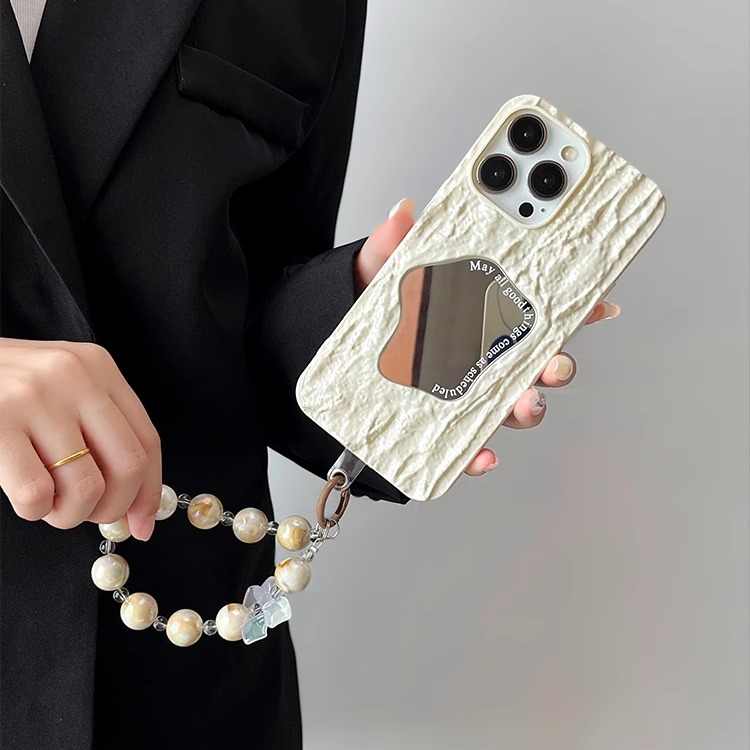 iPhone Lanyard Series | Makeup Mirror Embossed Texture Phone Case - Image 4