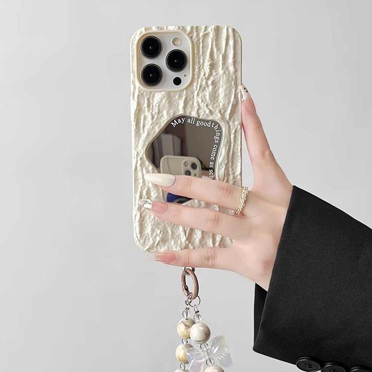 iPhone Lanyard Series | Makeup Mirror Embossed Texture Phone Case - Image 5