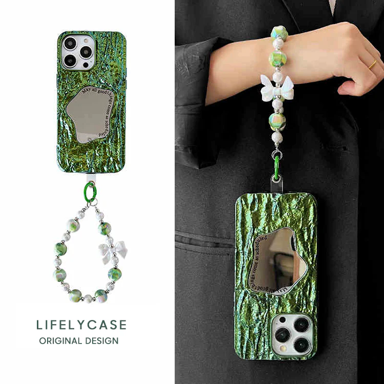 iPhone Lanyard Series | Makeup Mirror Embossed Texture Phone Case - Image 8