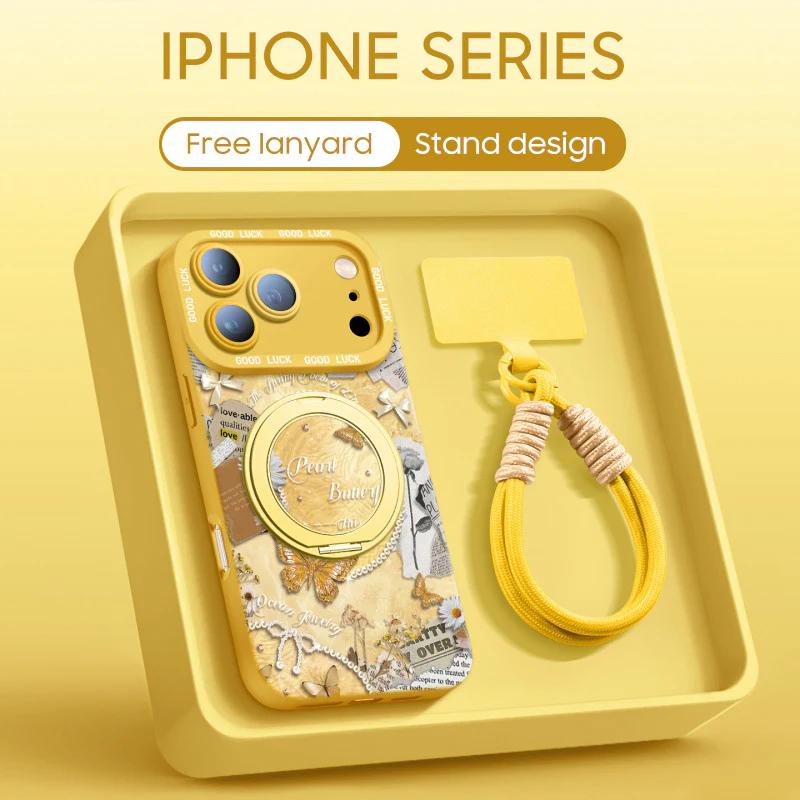 iPhone Lanyard Series | "Pearl Butterfly“ Phone Case with Rotating Stand Design - Image 10