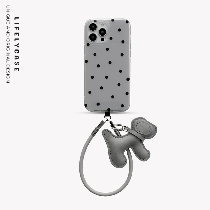 iPhone Lanyard Series | Dachshund Pendant Polka Dot Phone Case - Image 3