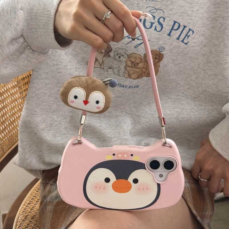 iPhone Lanyard Series | Penguin Cartoon Handbag Design Phone Case - Image 2