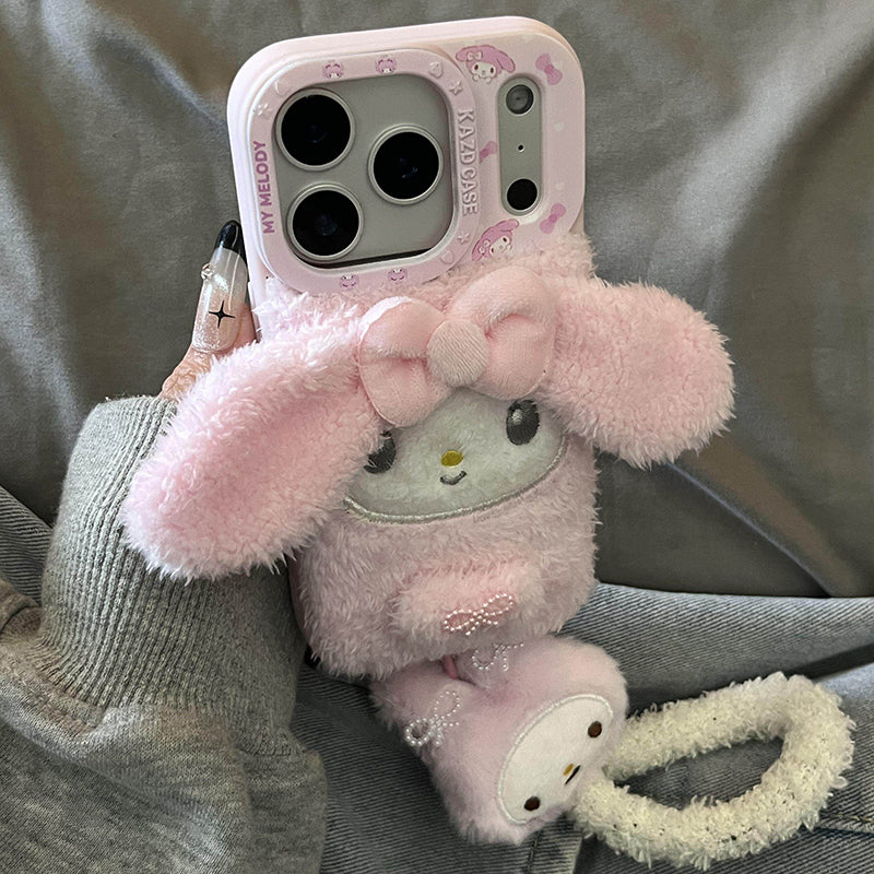 iPhone Series | Pink Lop-eared Rabbit Liquid Silicone Plush Phone Case - Image 5