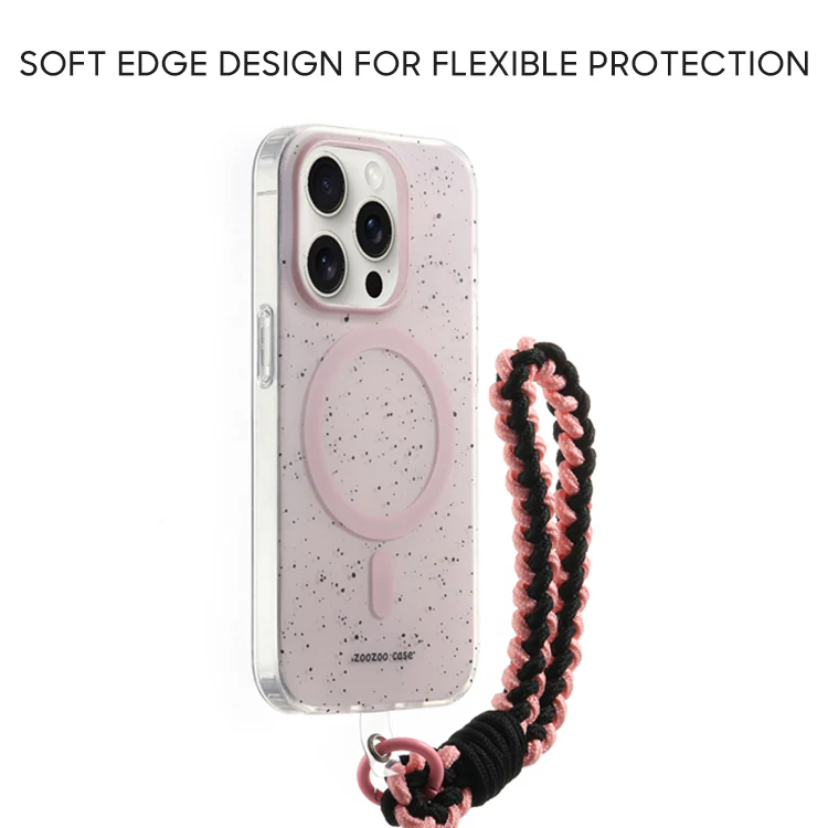 iPhone Lanyard Series | Transparent Pink Phone Case with Magsafe Support - Image 3