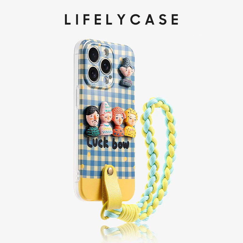 iPhone Lanyard Series | Plaid Cartoon Series Phone Case - Image 6