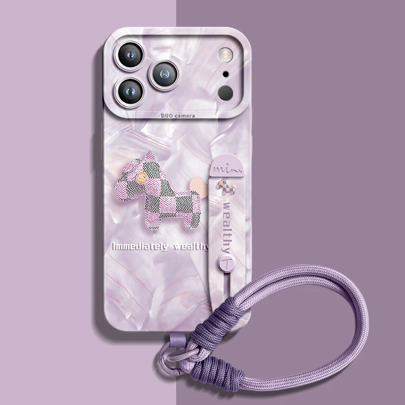 iPhone Wristband Series | "Plaid Pony" Liquid Silicone Phone Case - Image 8
