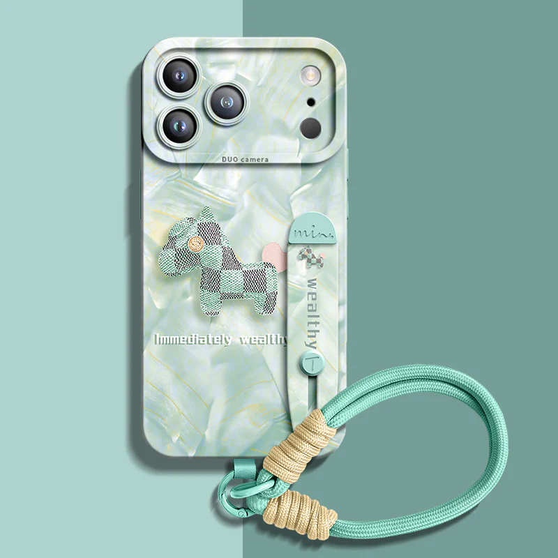 iPhone Wristband Series | "Plaid Pony" Liquid Silicone Phone Case - Image 9