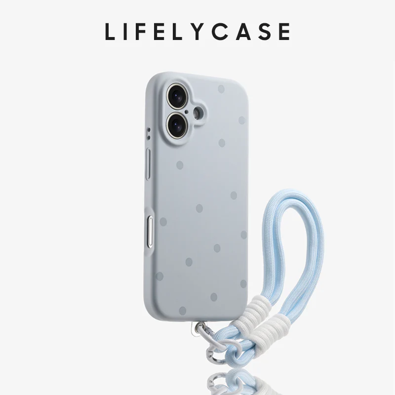 iPhone Lanyard Series | Polka Dot Liquid Silicone Phone Case - Image 2