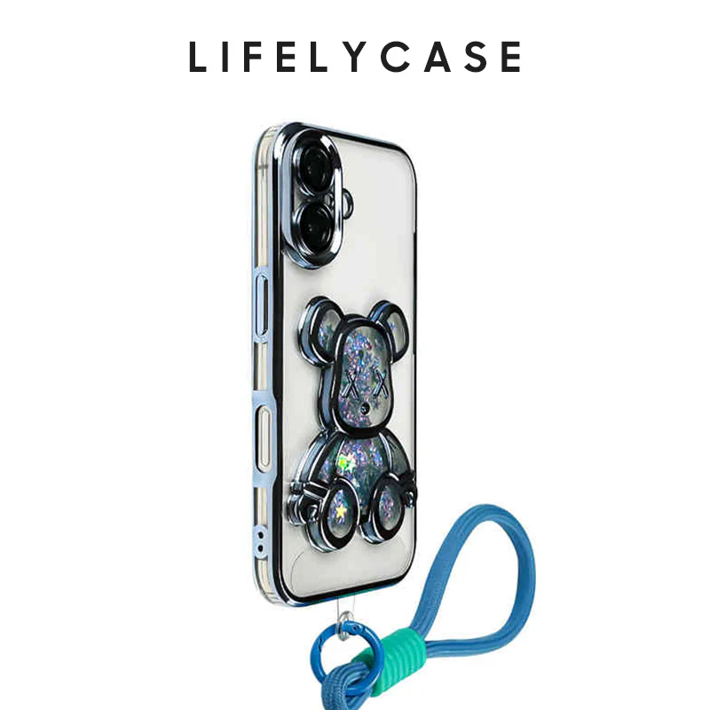 iPhone Lanyard Series | Quicksand Be@rbrick Cartoon Design Phone Case - Image 3