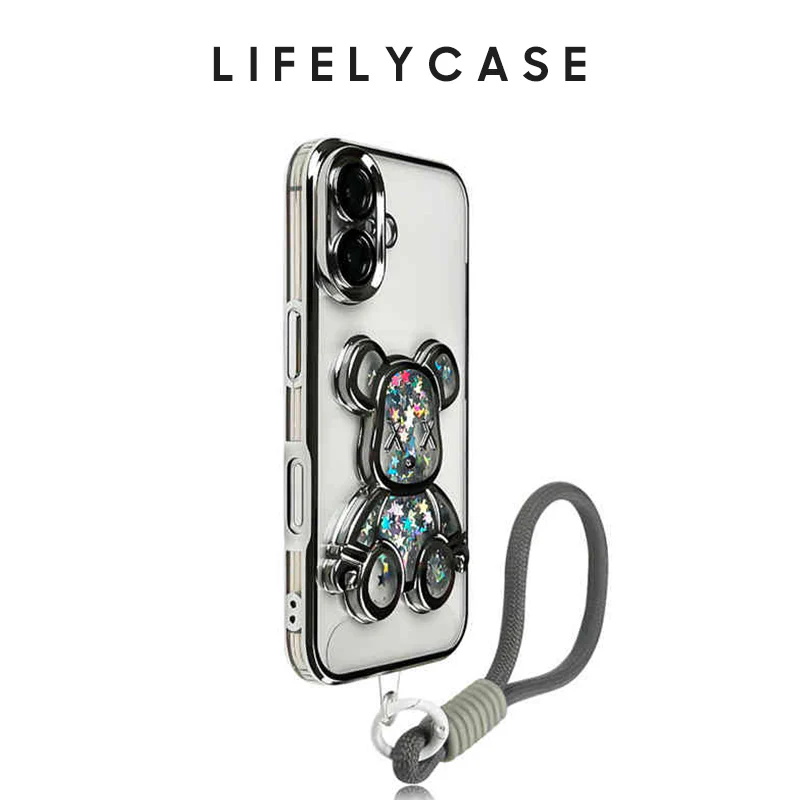 iPhone Lanyard Series | Quicksand Be@rbrick Cartoon Design Phone Case - Image 4