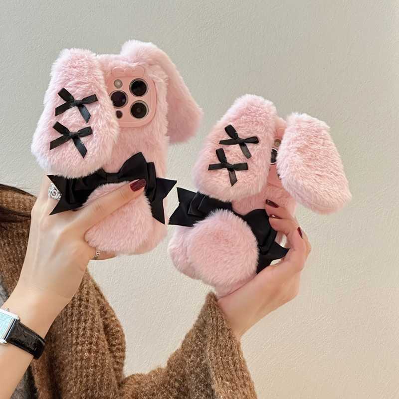 iPhone Series | Bowknot Rabbit Ears Plush Phone Case - Image 3