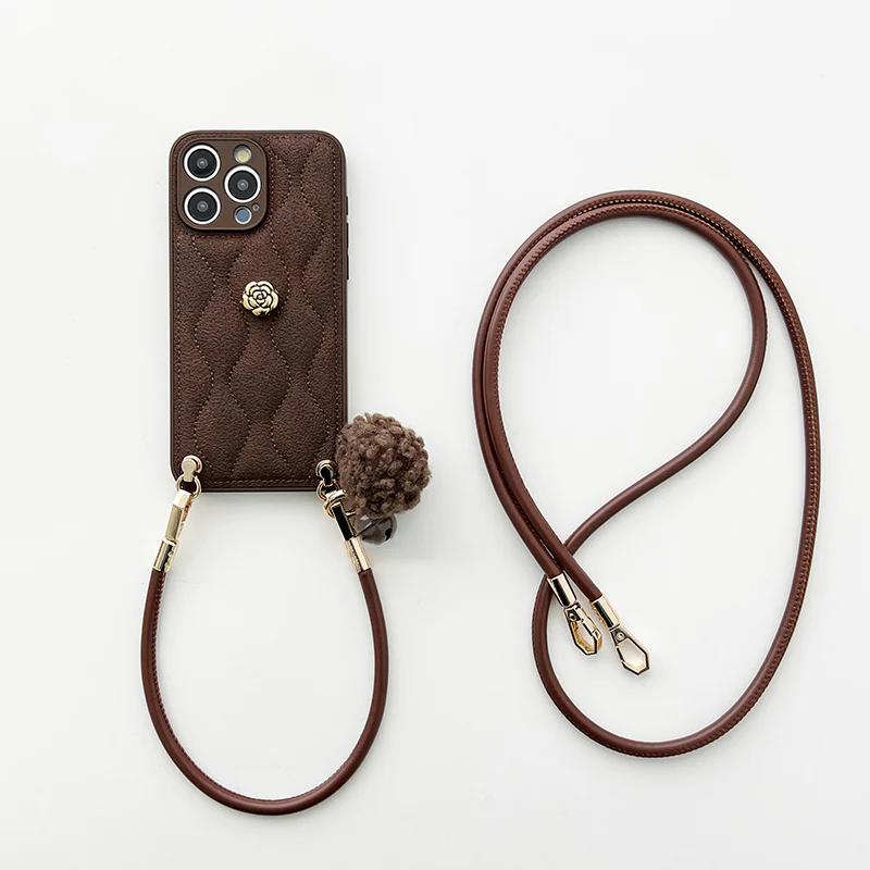 iPhone Lanyard Series | Diamond Pattern Leather Phone Case - Image 10