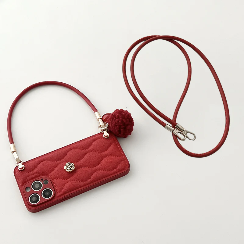 iPhone Lanyard Series | Diamond Pattern Leather Phone Case - Image 7