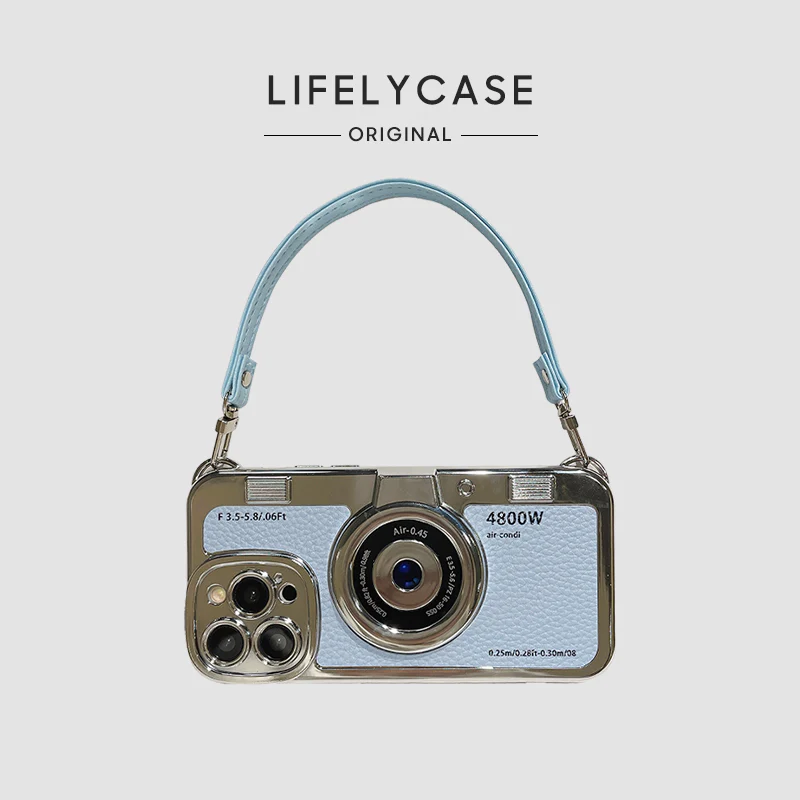 iPhone Lanyard Series | Retro Camera Design Leather Phone Case - Image 10