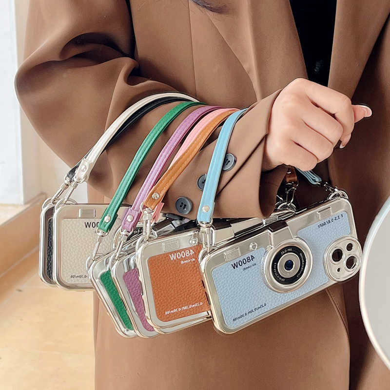 iPhone Lanyard Series | Retro Camera Design Leather Phone Case - Image 6