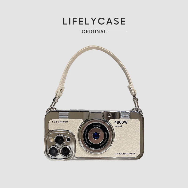 iPhone Lanyard Series | Retro Camera Design Leather Phone Case - Image 8
