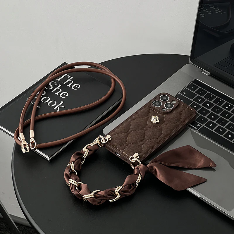 iPhone Lanyard Series | Scarf Lanyard Genuine Leather Phone Case - Image 5