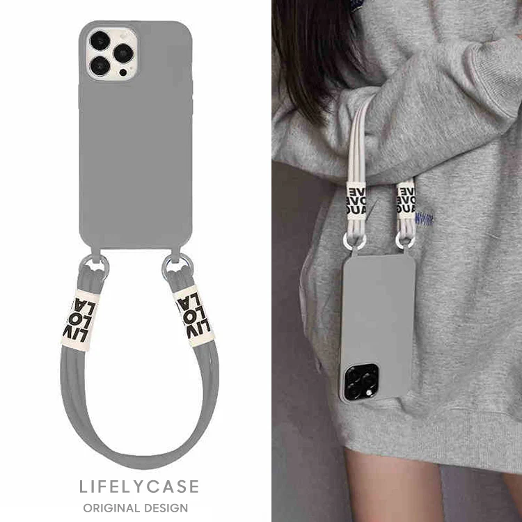 iPhone Lanyard Series | Simple Liquid Silicone Phone Case - Wrist Lanyard - Image 2