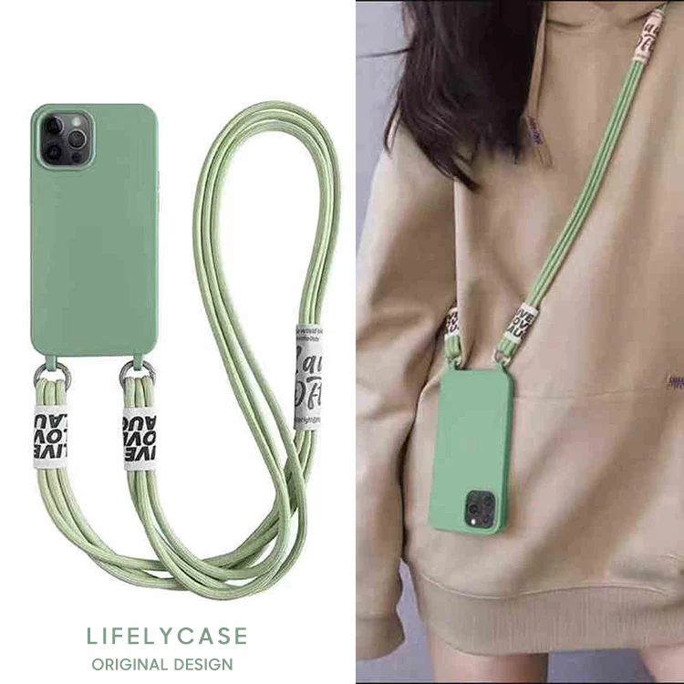 iPhone Lanyard Series | Simple Liquid Silicone Phone Case - Crossbody Lanyard - Image 6