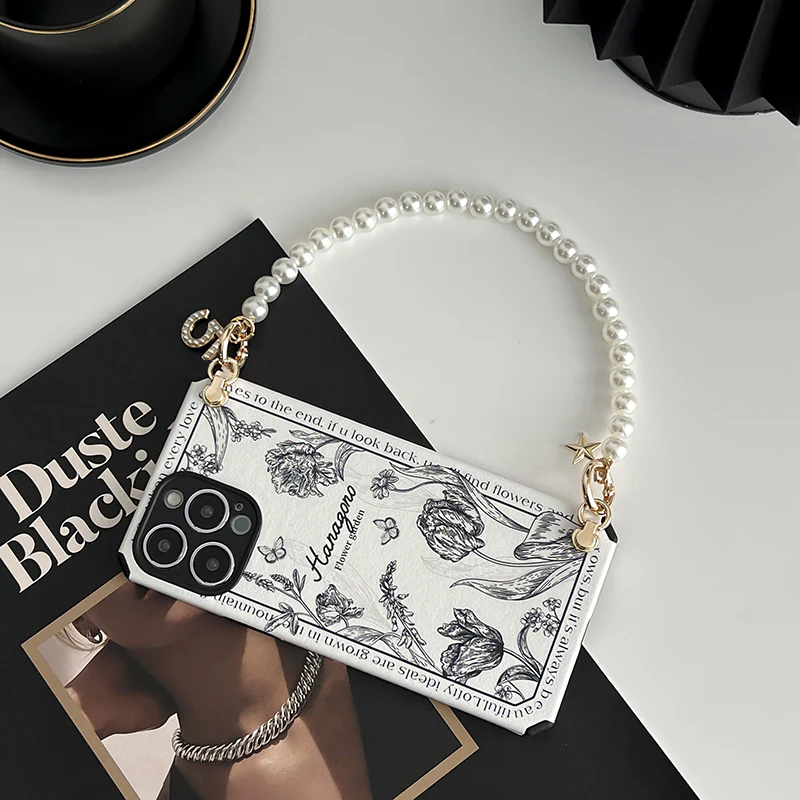 iPhone Lanyard Series | Sketch Rose Design Phone Case - Image 3