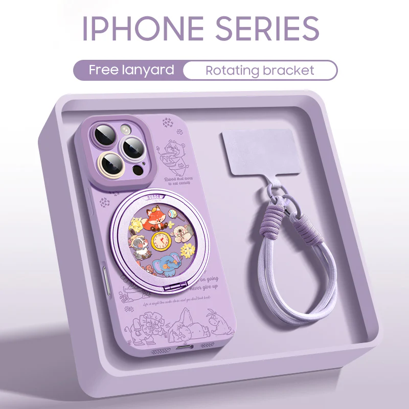 iPhone Lanyard Series | Magnetic Rotating Bracket Cartoon Phone Case - Image 7