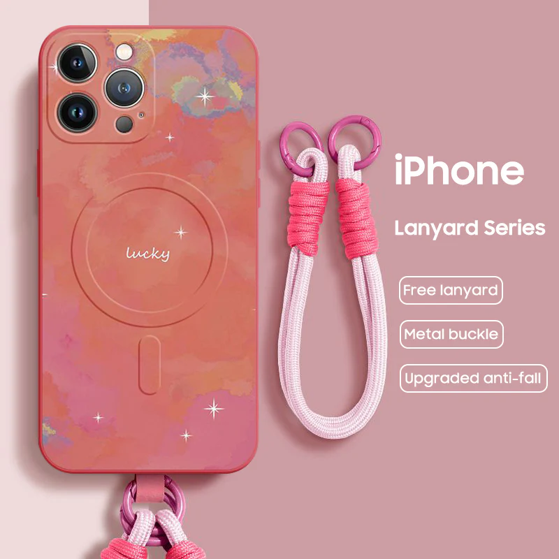 iPhone Lanyard Series | Smudge Gradient Design Liquid Silicone MagSafe Phone Case - Image 7