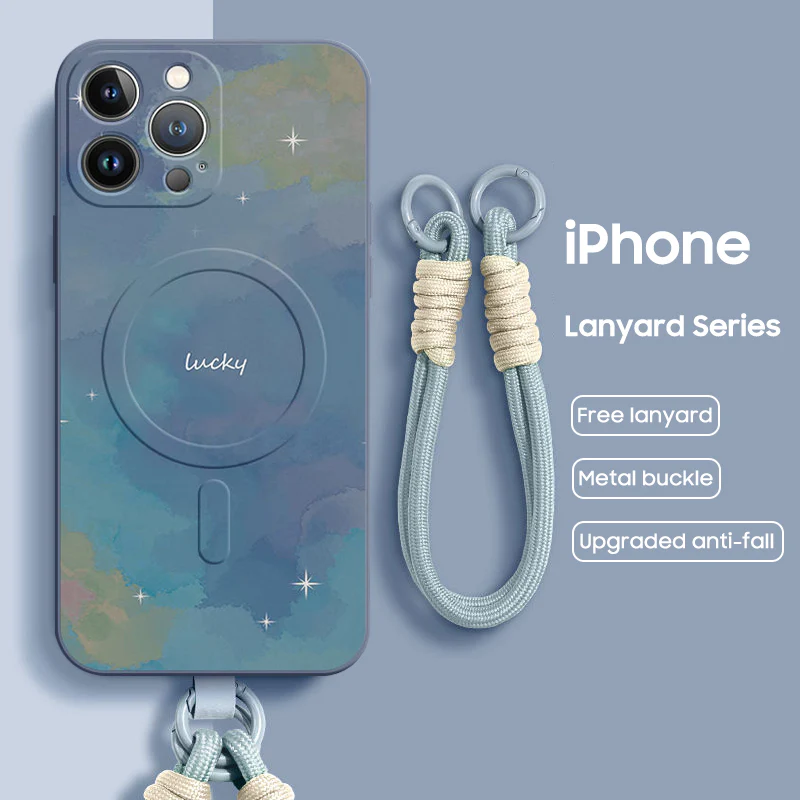 iPhone Lanyard Series | Smudge Gradient Design Liquid Silicone MagSafe Phone Case - Image 8