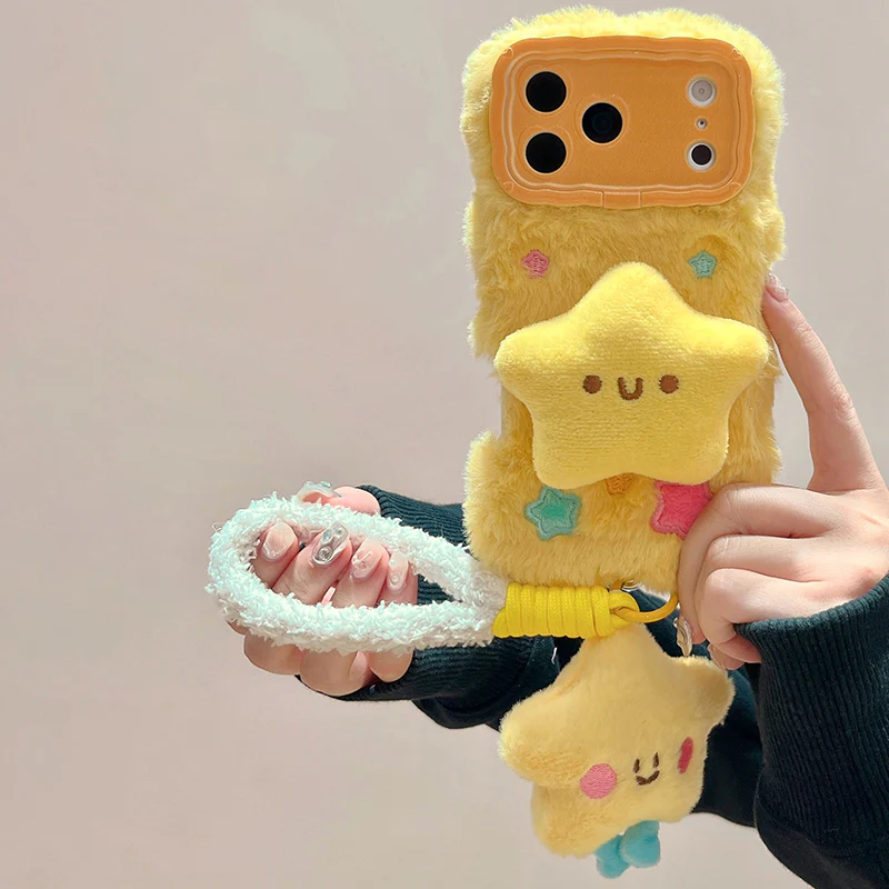 iPhone Series | Star Pendant Liquid Silicone Plush Phone Case - Image 2
