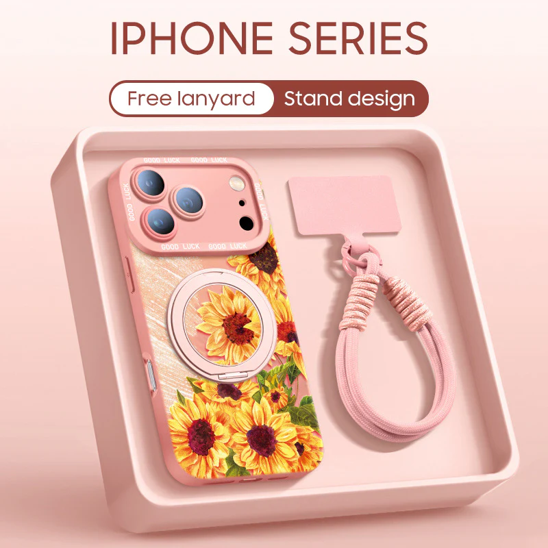 iPhone Lanyard Series | "Sunflower“ Phone Case with Rotating Stand Design - Image 6