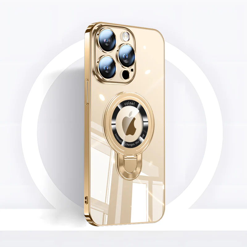 iPhone MagSafe Series | Transparent Electroplated Rotating Stand Mobile Phone Case - Image 3