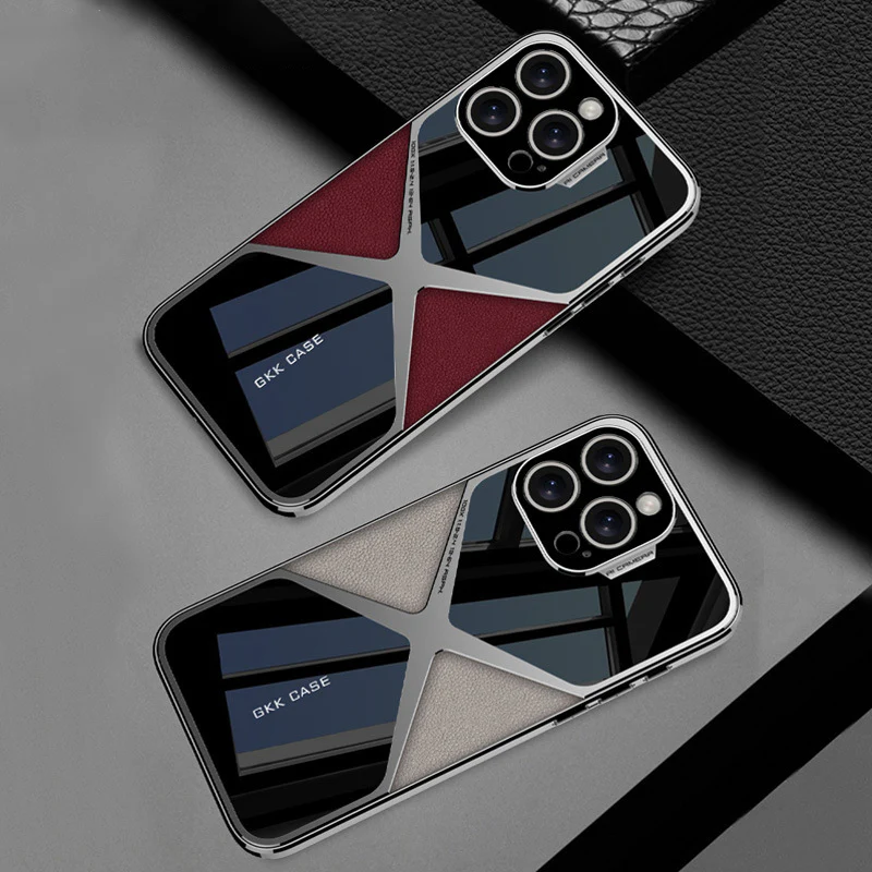 iPhone Series | Cool Electroplated Leather Spliced phone Case - Image 4