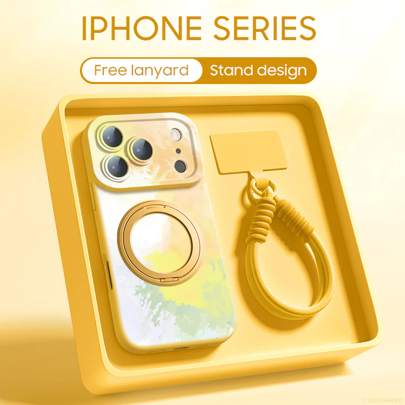 iPhone Lanyard Series | Watercolor Smudge Magnetic Rotating Bracket Phone Case - Image 4