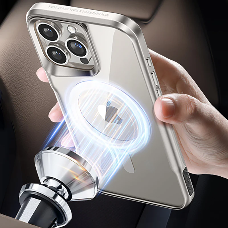 iPhone MagSafe Series | Electroplated Frame Acrylic Transparent Mobile Phone Case - Image 4