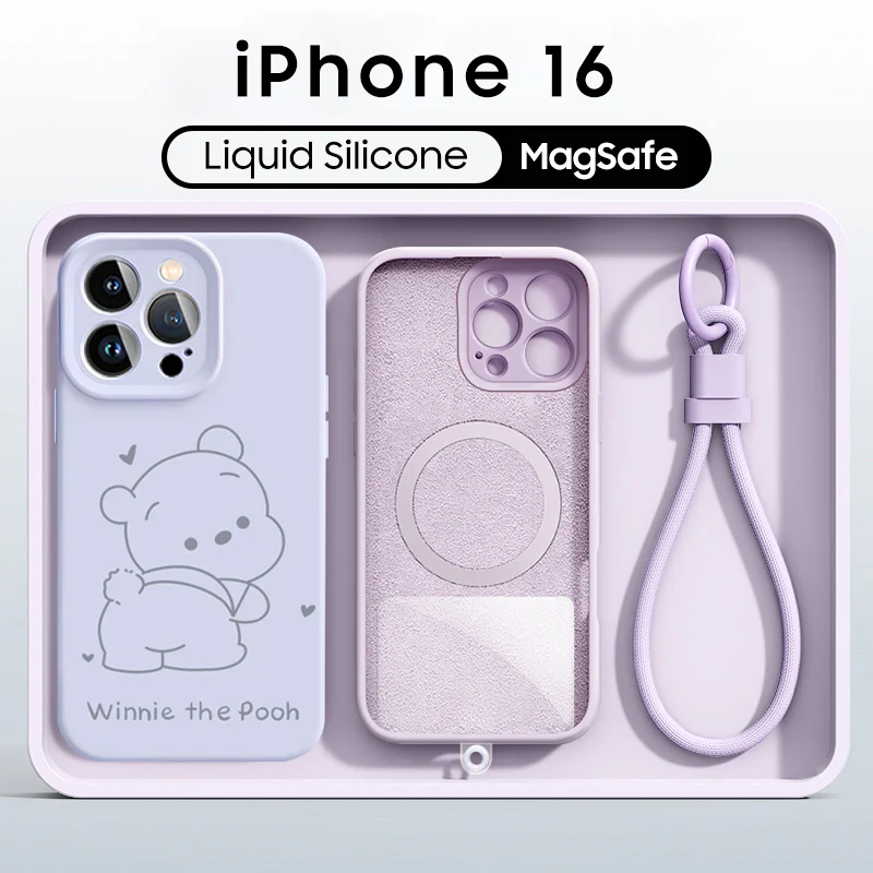 iPhone Lanyard Series | Winnie the Pooh Liquid Silicone MagSafe Phone Case - Image 9