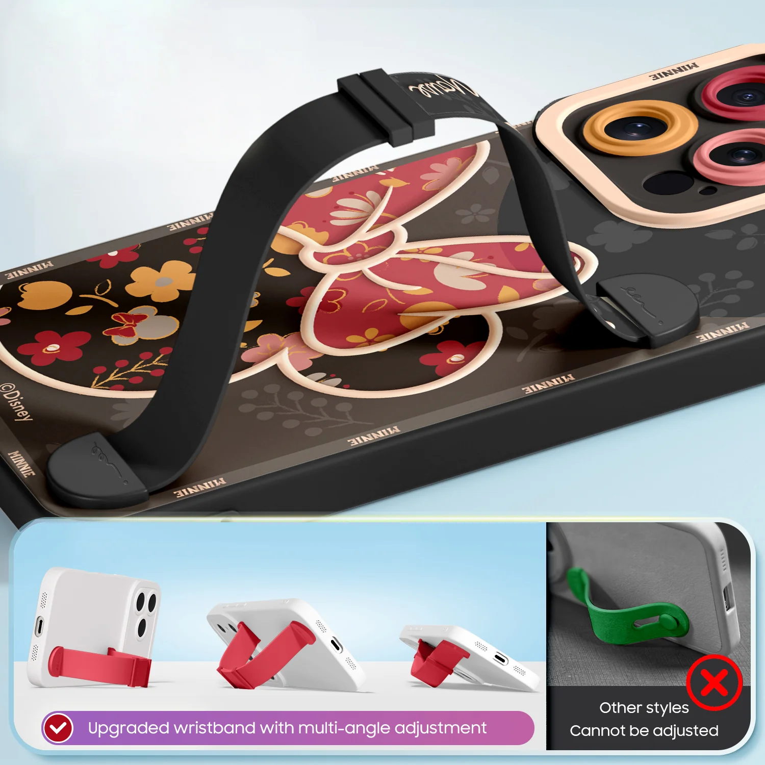 iPhone Wristband Series | Minnie Mouse Cartoon Liquid Silicone Phone Case - Image 5